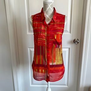 W118 by Walter Baker sheer print button down blouse size small